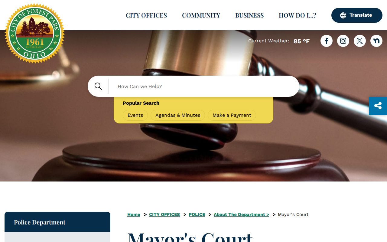 Hamilton County Forest Park court records source: Mayor’s Court information for local records and procedures