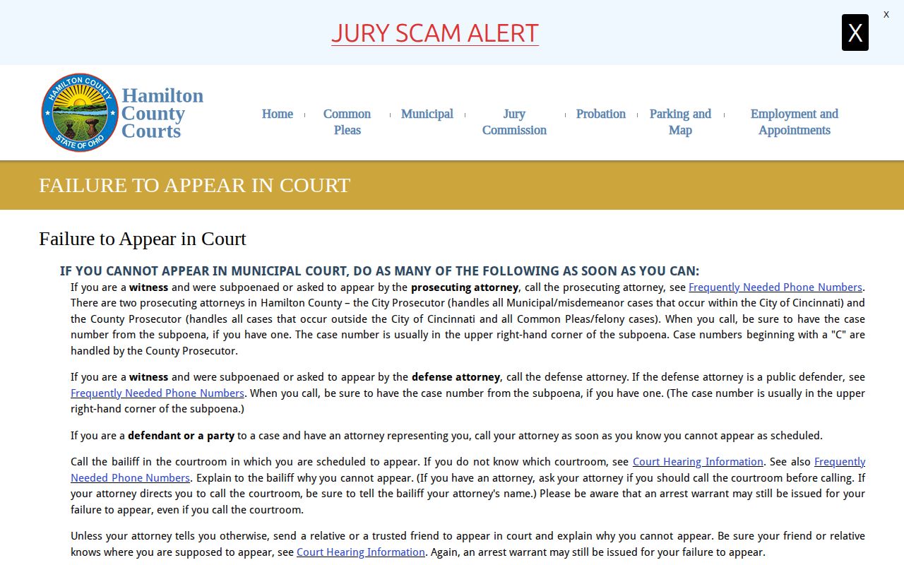 Hamilton County criminal court docket failure-to-appear information